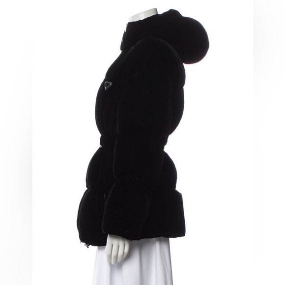 Prada Black Velvet Puffer Jacket - Picture 2 of 3